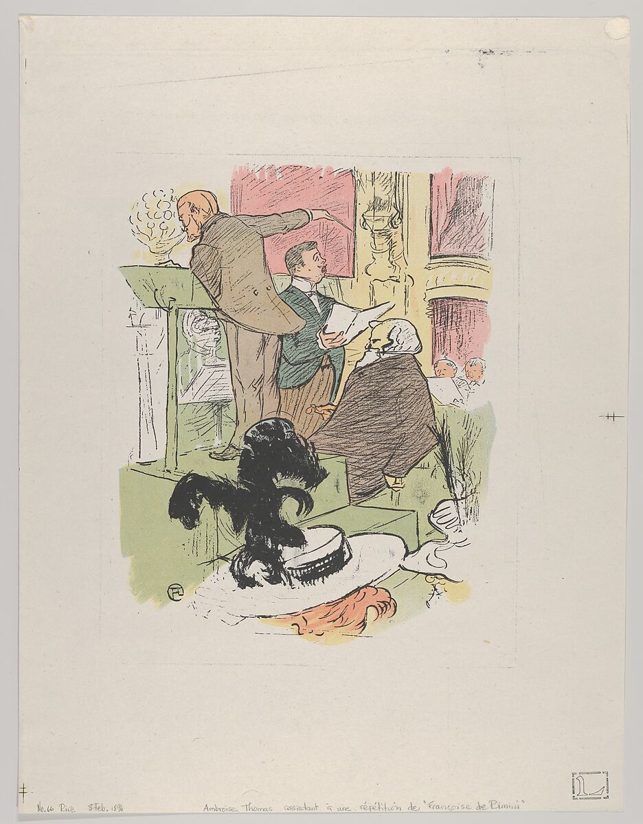 Ambroise Thomas assistant à une répétition de Françoise de Rimini, from Le Rire, No. 66, 8 February 1896, after Henri de Toulouse-Lautrec (French, Albi 1864–1901 Saint-André-du-Bois), Lithograph 