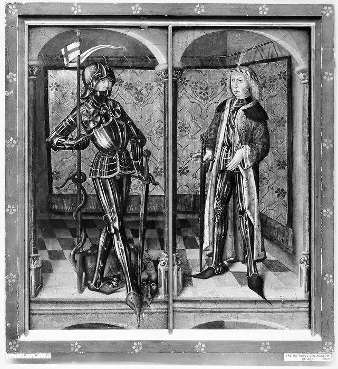 Saint George and Saint Sebastian, Oil on wood, German, Rhineland