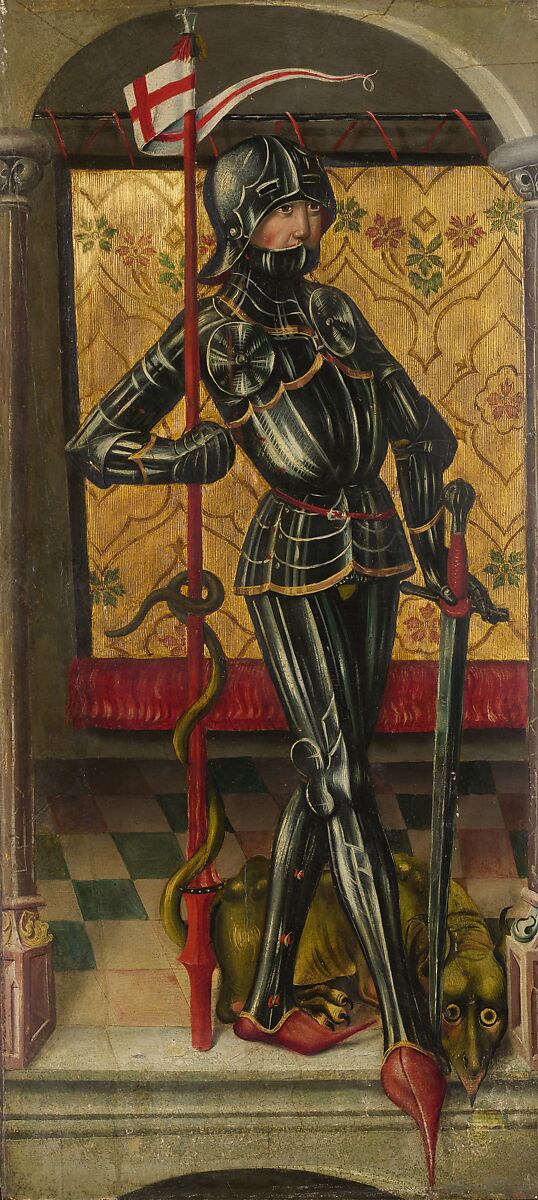 Saint George and Saint Sebastian, Oil on wood, German, Rhineland