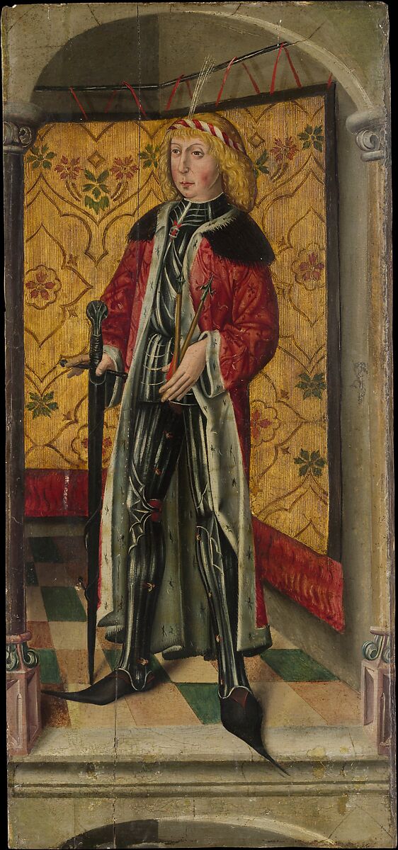Saint George and Saint Sebastian, Oil on wood, German, Rhineland 