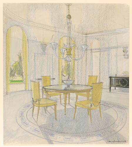 Design for a dining room in 1930's classical style