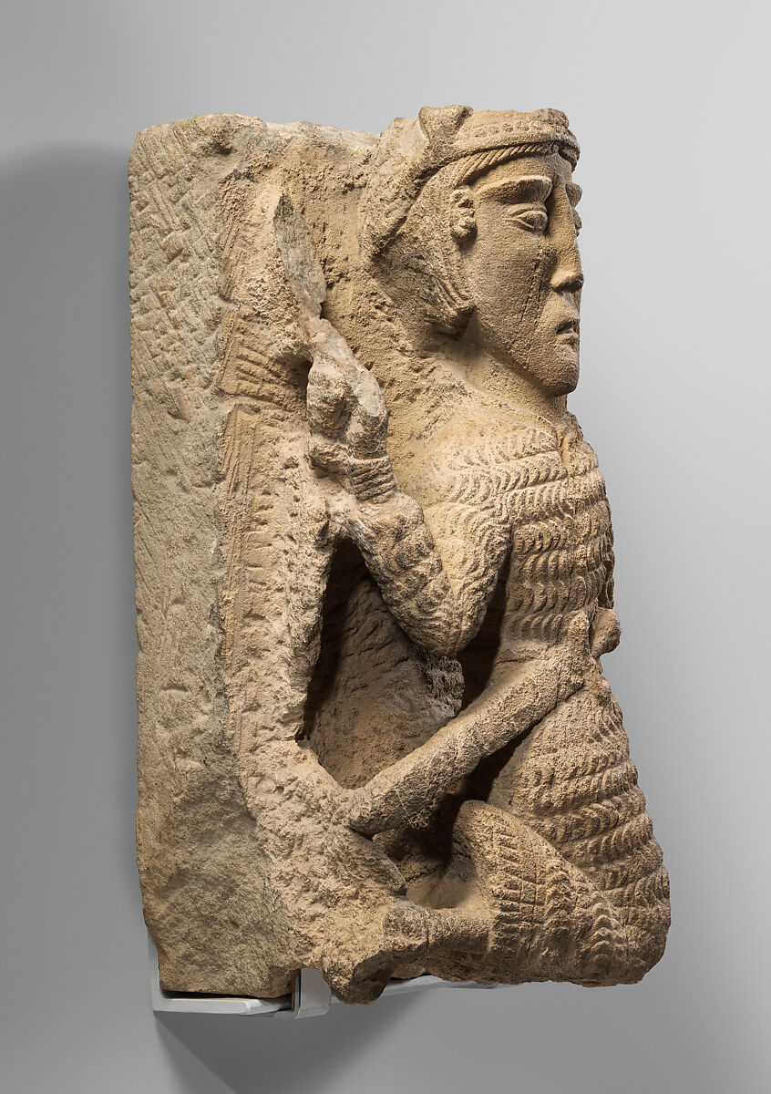 Sculpture of a Kneeling Knight or King, Sandstone, North Spanish