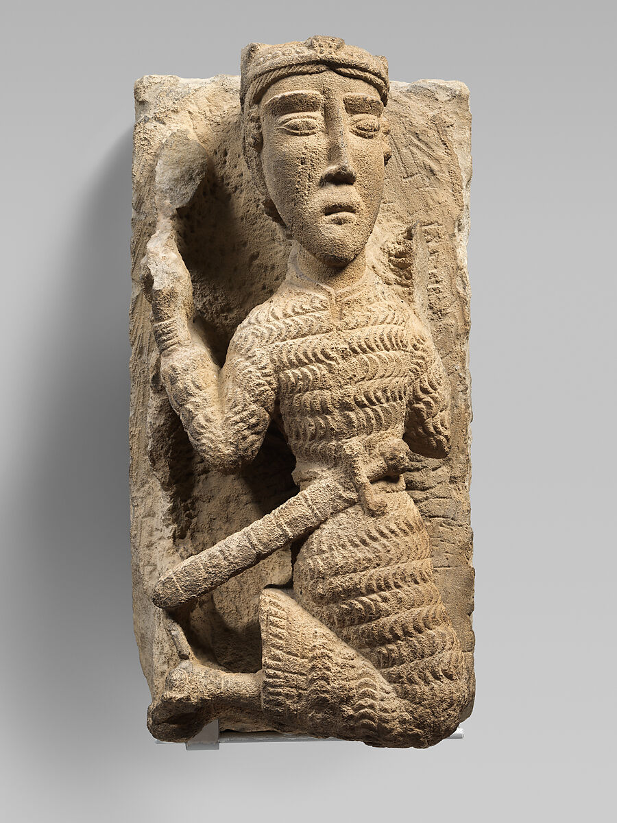 Sculpture of a Kneeling Knight or King, Sandstone, North Spanish 