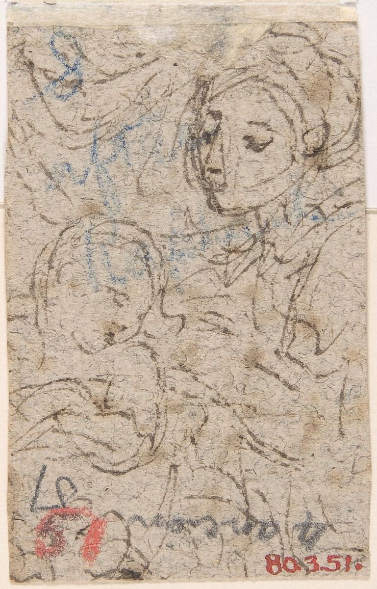 Madonna and Child (recto); Madonna and Child (verso), Anonymous, Italian, 16th century (Italian, active Central Italy, ca. 1550–1580), Pen and brown ink on gray paper, probably faded from blue-gray