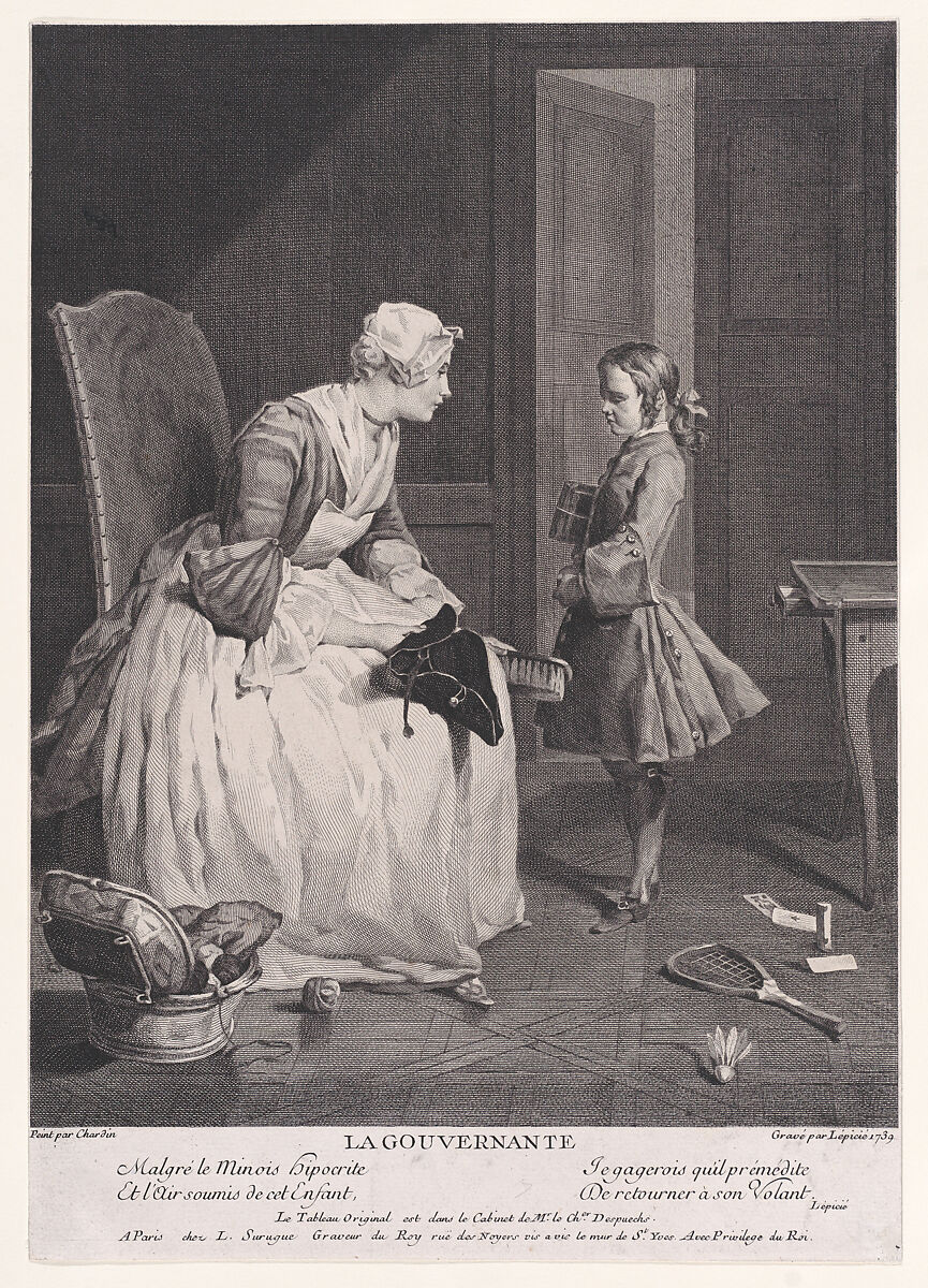 The Governess, Bernard Lepicié (French, Paris 1698–1755 Paris), Engraving 