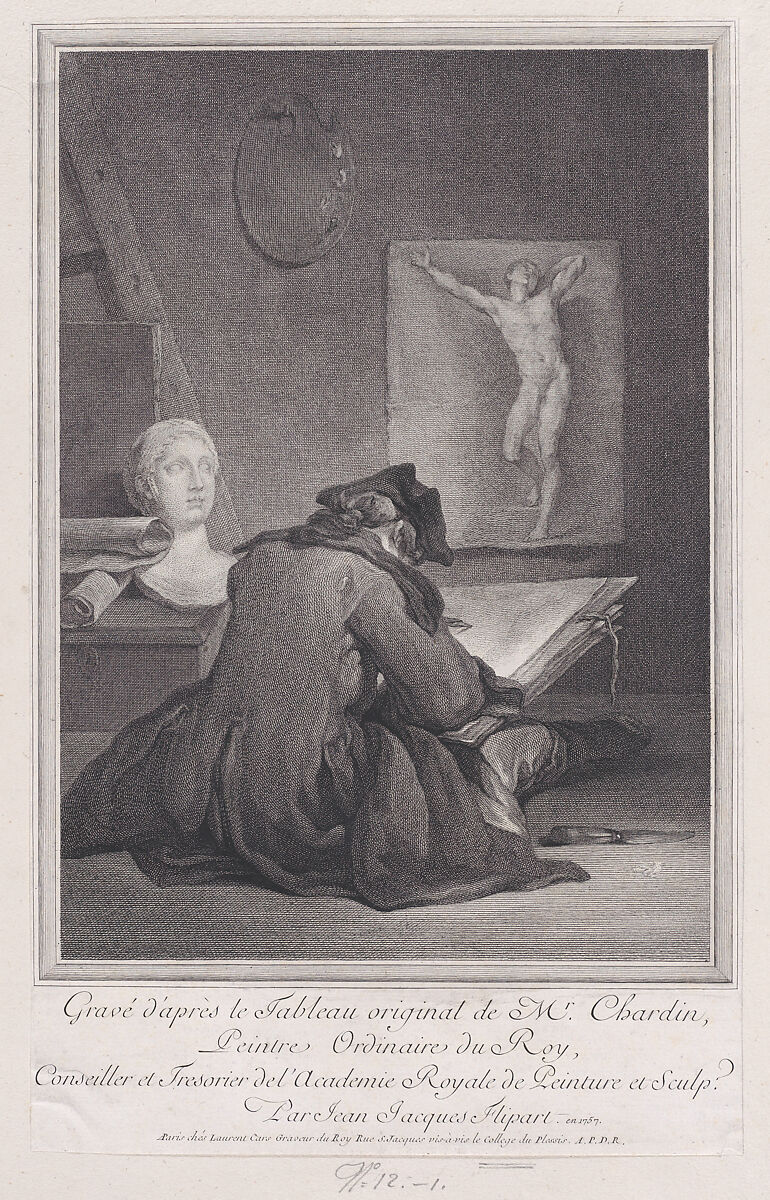 The Draughtsman, Jean Jacques Flipart (French, Paris 1719–1782 Paris), Etching and engraving; third state of three 
