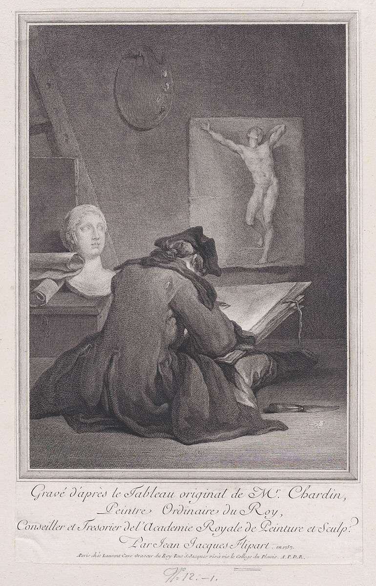 The Draftsman, Jean Jacques Flipart (French, Paris 1719–1782 Paris), Etching and engraving; third state of three 