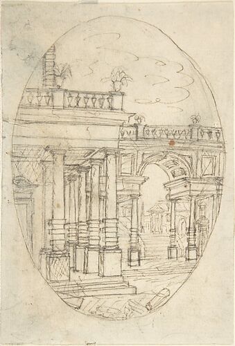 Architectural Drawing (recto); Sketch of a Figure (verso)