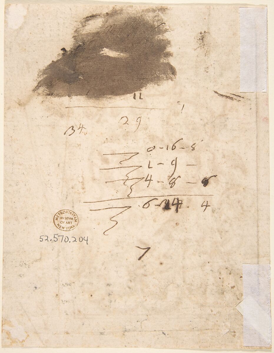 Design for the Decorated Panel of a Carriage, Anonymous, Italian, 18th century, Pen and brown ink, brush and brown wash, over black chalk