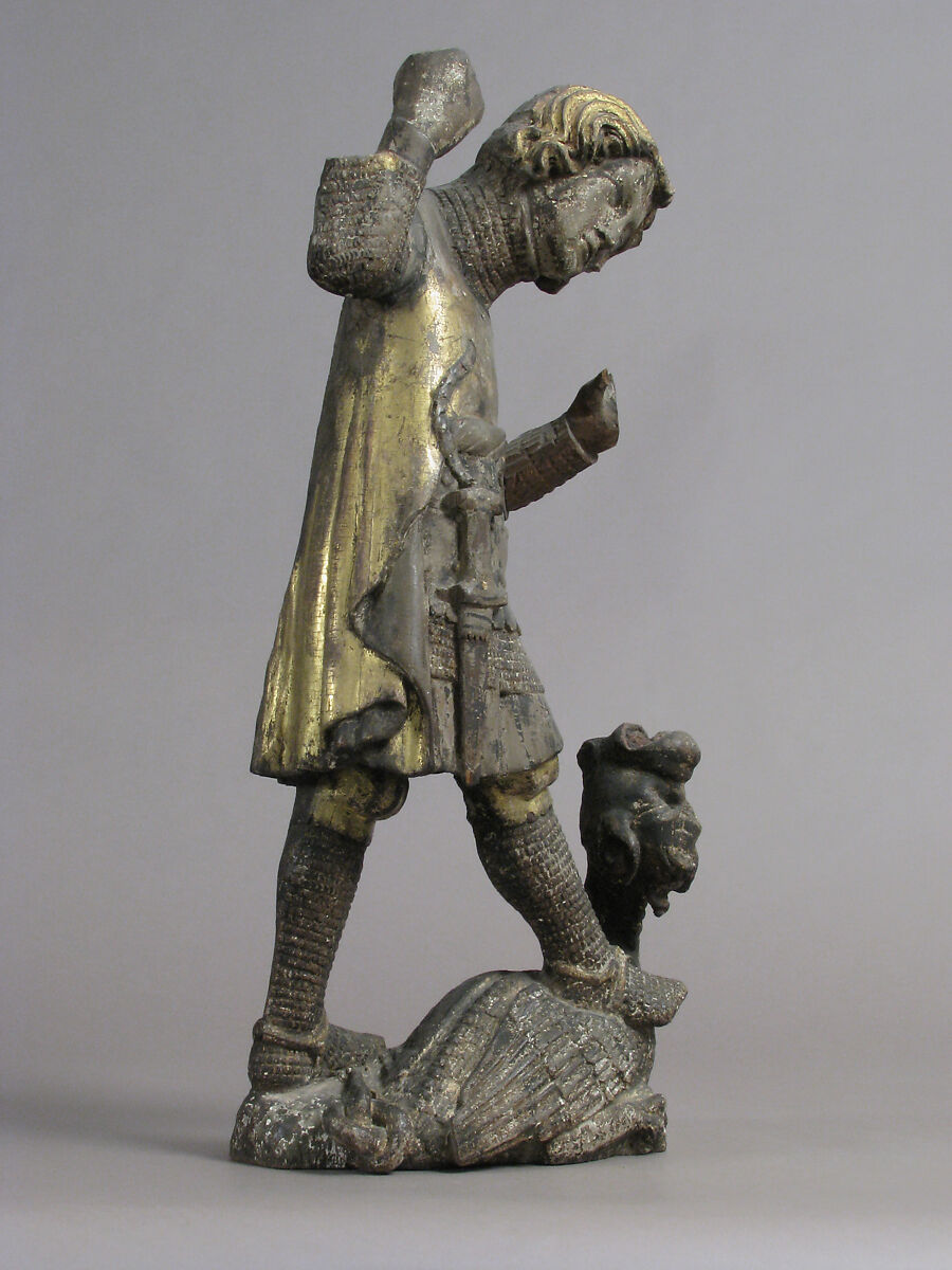 Saint George and the Dragon, Wood, gesso, polychromy, gold, Austrian, Vienna