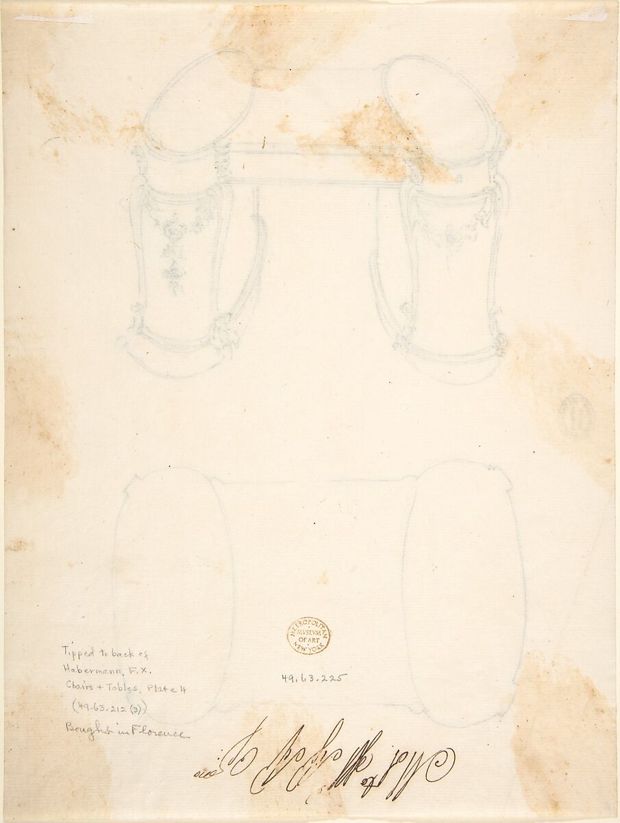 Two Design Drawings for a Writing Desk, Anonymous, Italian, 18th century, Pen and gray ink over black chalk on cream laid paper