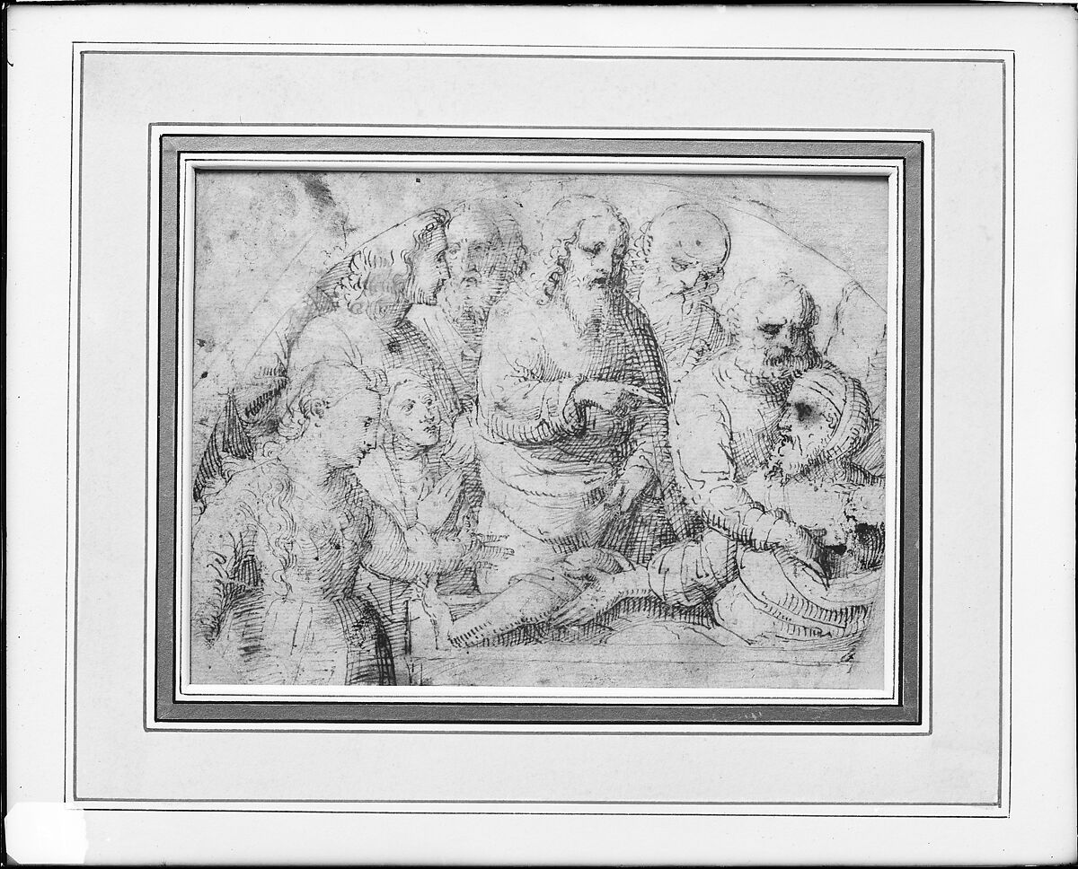 Raising of Lazarus, Attributed to Lorenzo Lotto (Italian, Venice ca. 1480–1556 Loreto) (?), Pen and brown ink, over black chalk