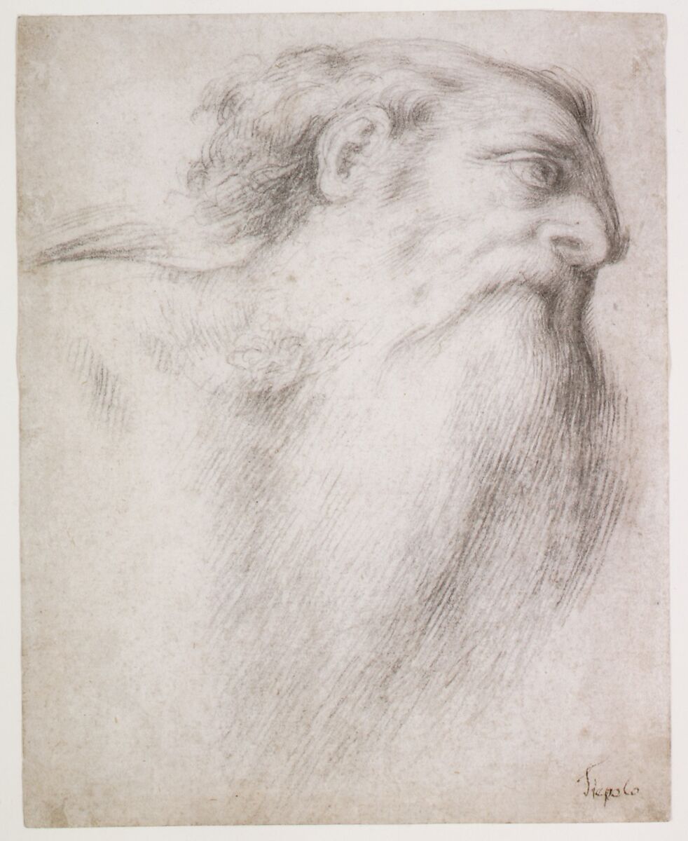 Head of a Bearded Man, Lorenzo Lotto (Italian, Venice ca. 1480–1556 Loreto), Black chalk
