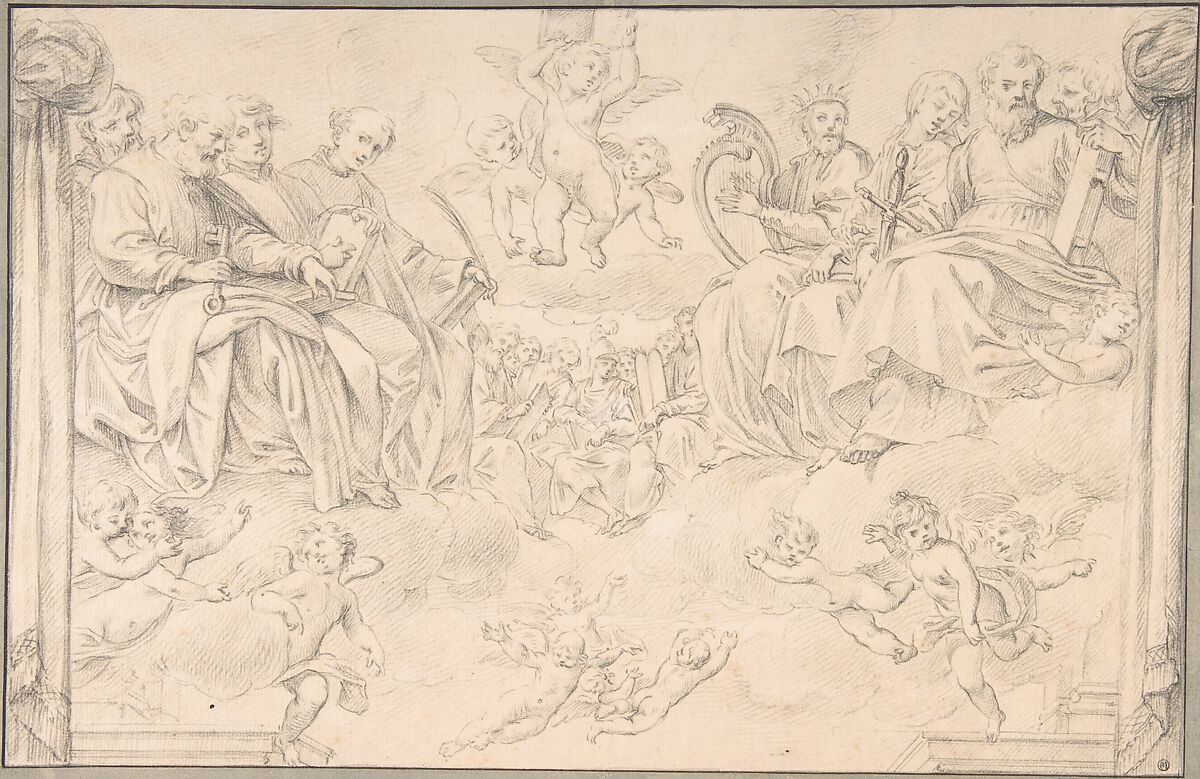 Prophets and Saints in Glory, after Bernardino Poccetti, Santi Pacini (Italian, Florence 1735–ca. 1790 Florence), Black chalk 