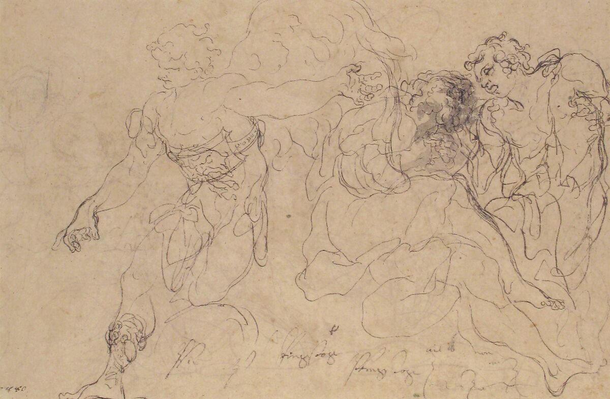 The Discovery of Romulus and Remus (recto); Three Ancient Soldiers (verso), Paolo Pagani (Italian, Castello Valsolda 1661–1716 Milan), Pen and brown ink, brush and brown wash, on brownish paper