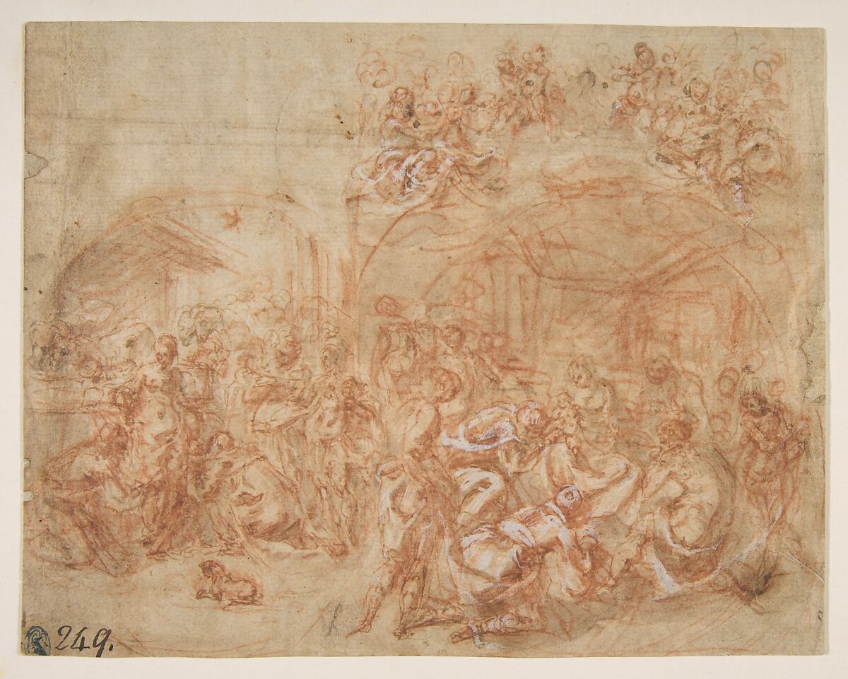 Adoration of the Magi, Attributed to Cesare Pollino (Cesare dal Francia or Franchi) (Italian, Perugia ca. 1560–1598 Rome), Red and white chalk on paper 