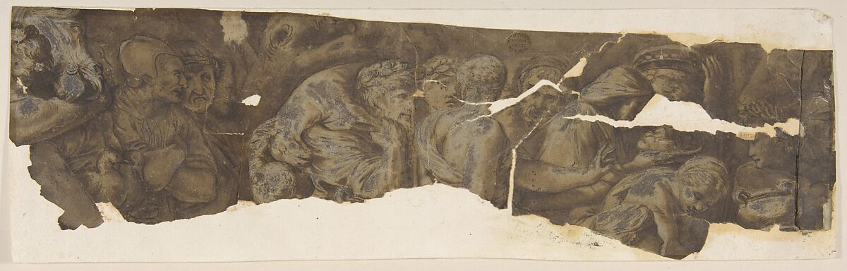 Roman Procession, After Polidoro da Caravaggio (Italian, Caravaggio ca. 1499–ca. 1543 Messina), Pen and brown ink, brush and brown wash, highlighted with white 