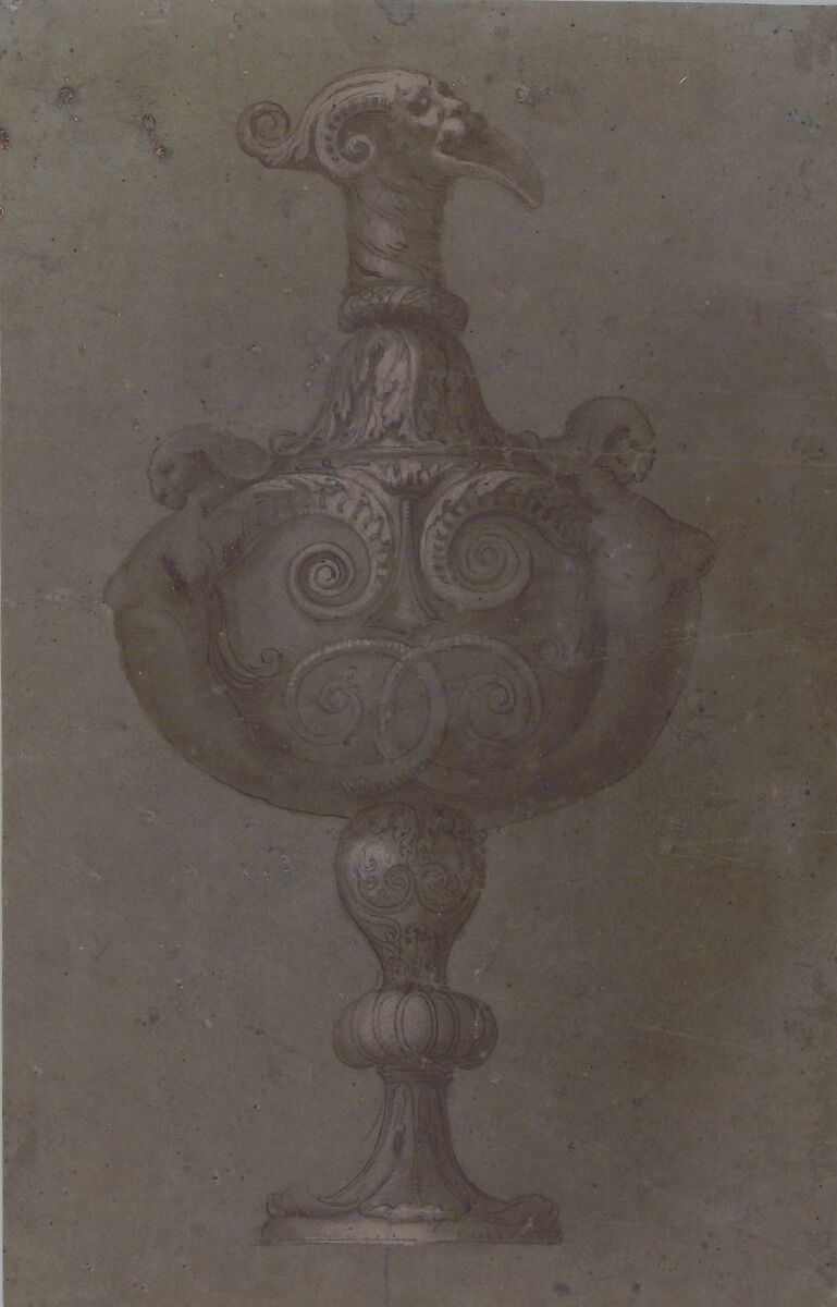 Design for a Vase, After Polidoro da Caravaggio (Italian, Caravaggio ca. 1499–ca. 1543 Messina), Pen and brown ink, brush and brown wash
