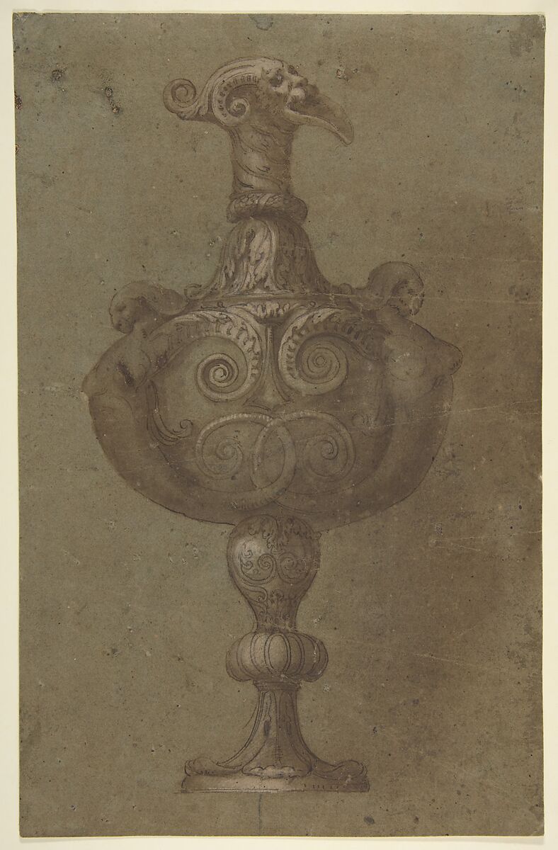 Design for a Vase, After Polidoro da Caravaggio (Italian, Caravaggio ca. 1499–ca. 1543 Messina), Pen and brown ink, brush and brown wash 