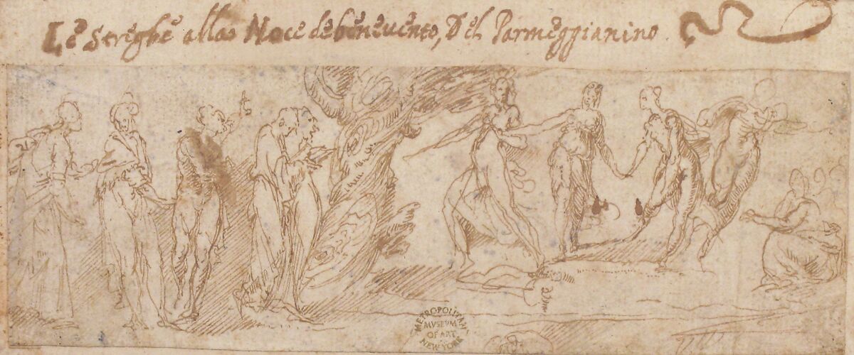 The Witches at the Walnut Tree of Benevento, Guglielmo della Porta (Italian, Porlezza, near Lake Lugano ca. 1500–1577 Rome), Pen and brown ink