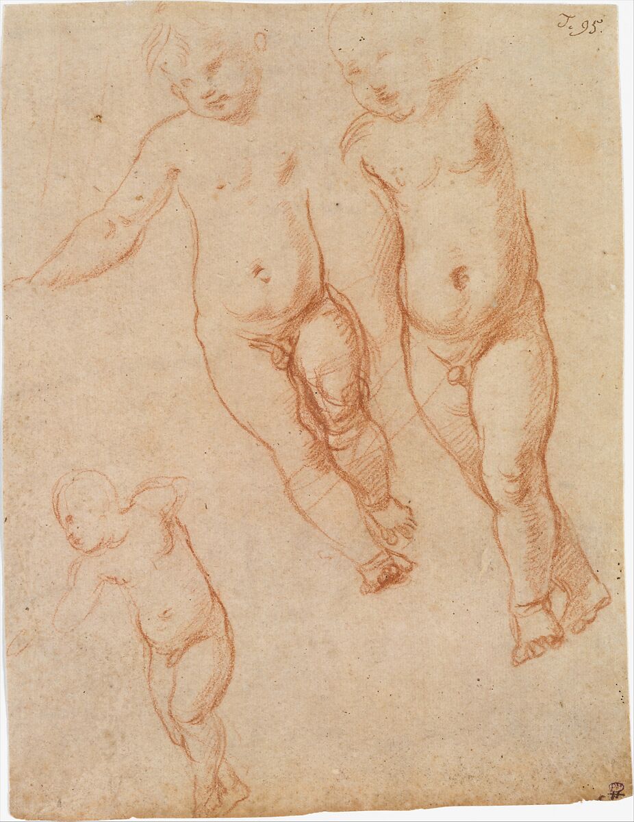 Studies of the Christ Child, Raphael (Raffaello Sanzio or Santi) (Italian, Urbino 1483–1520 Rome), Red chalk