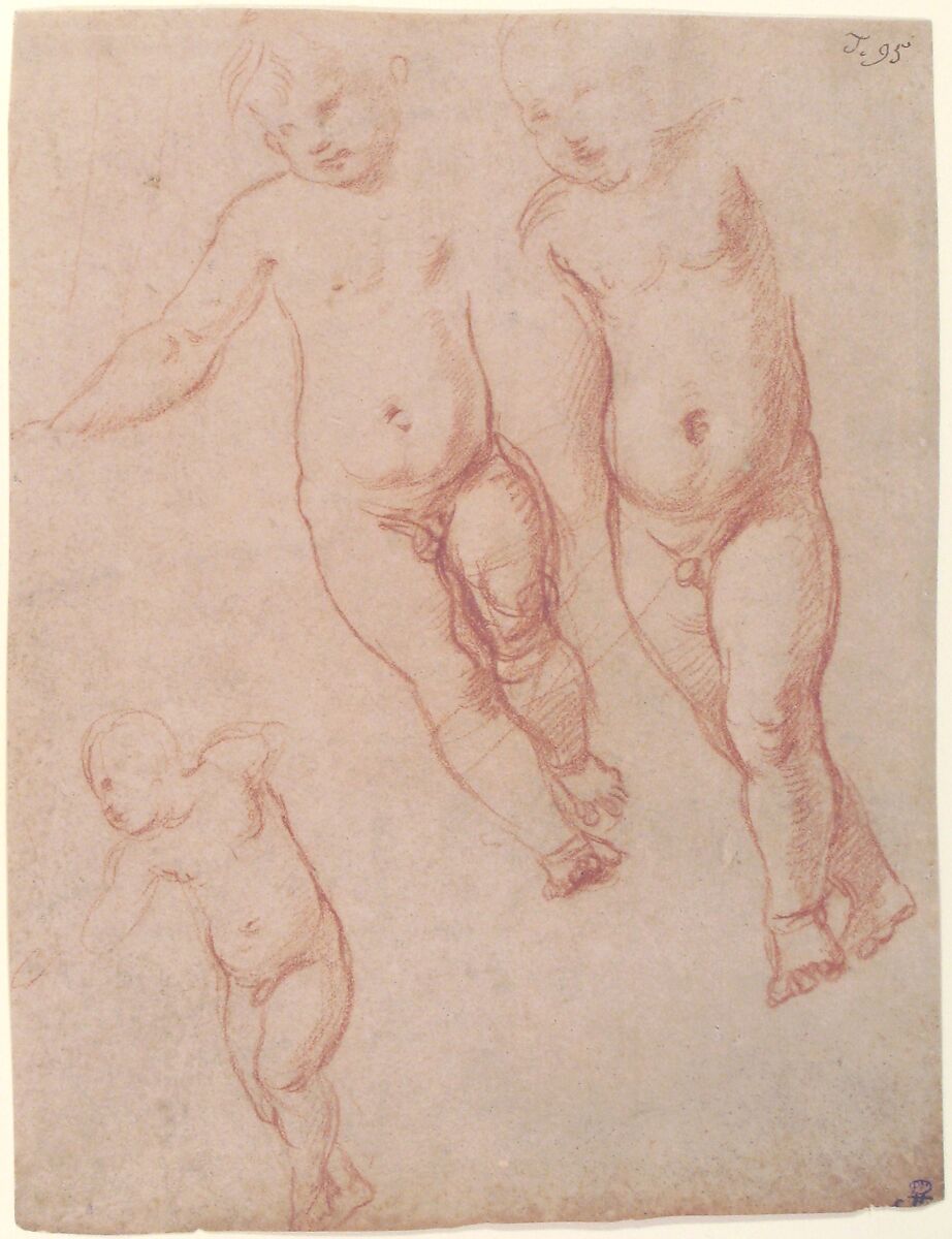 Studies of the Christ Child, Raphael (Raffaello Sanzio or Santi) (Italian, Urbino 1483–1520 Rome), Red chalk