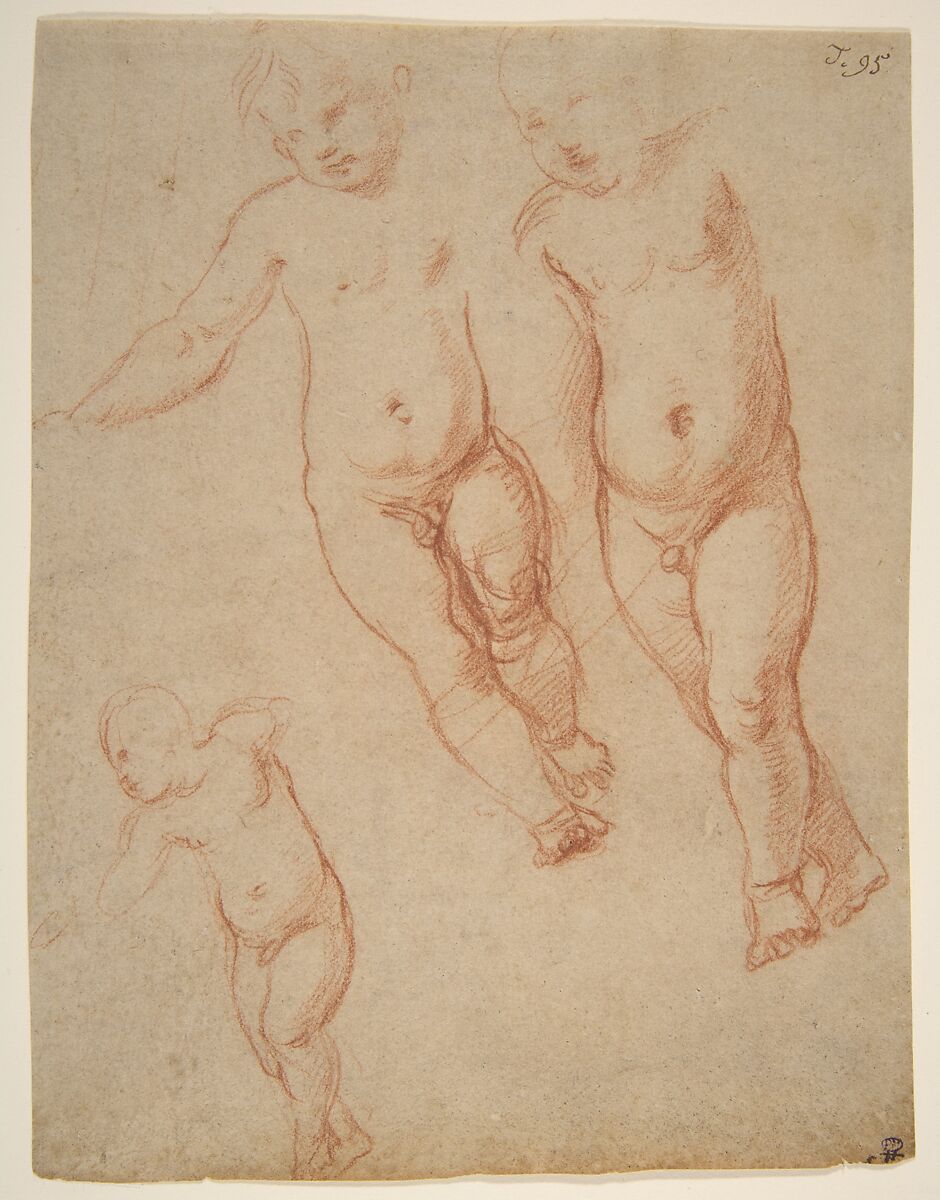 Studies of the Christ Child, Raphael (Raffaello Sanzio or Santi) (Italian, Urbino 1483–1520 Rome), Red chalk 