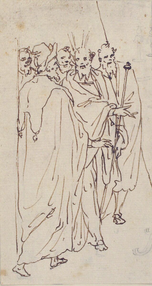 Moses and Other Figures, Attributed to Cesare Nebbia (Italian, Orvieto ca. 1536–1614 Orvieto), Pen and brown ink, over traces of leadpoint or black chalk