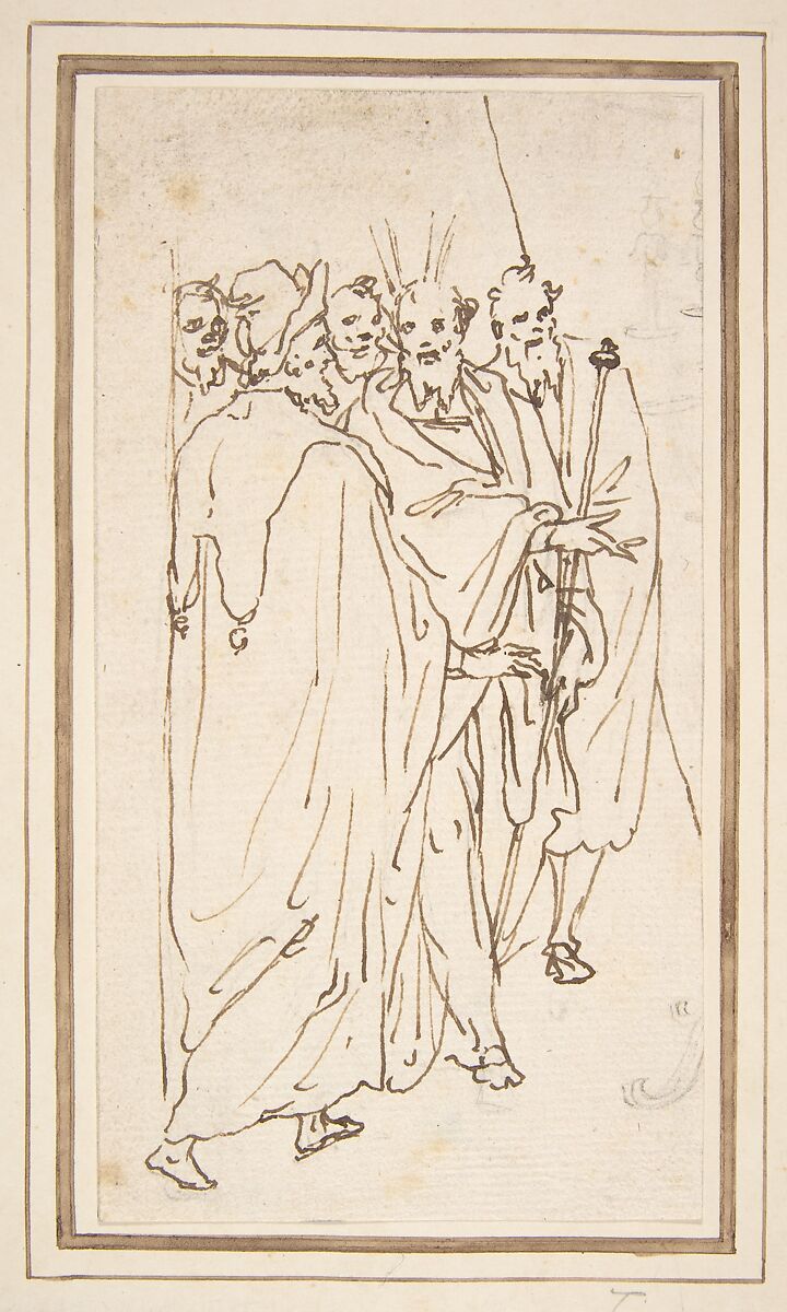 Moses and Other Figures, Attributed to Cesare Nebbia (Italian, Orvieto ca. 1536–1614 Orvieto), Pen and brown ink, over traces of leadpoint or black chalk 