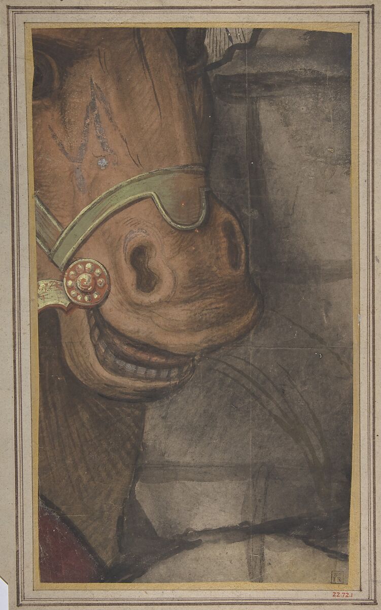 Horse's head, Raphael (Raffaello Sanzio or Santi)  Italian, Brush and brown, red, green, yellow wash and white gouache over black chalk