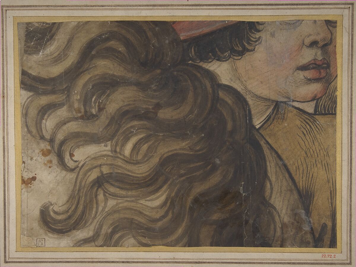 Head of a boy and section of a horse's mane, Raphael (Raffaello Sanzio or Santi)  Italian, Brush, brown and red gouache, over a little black chalk