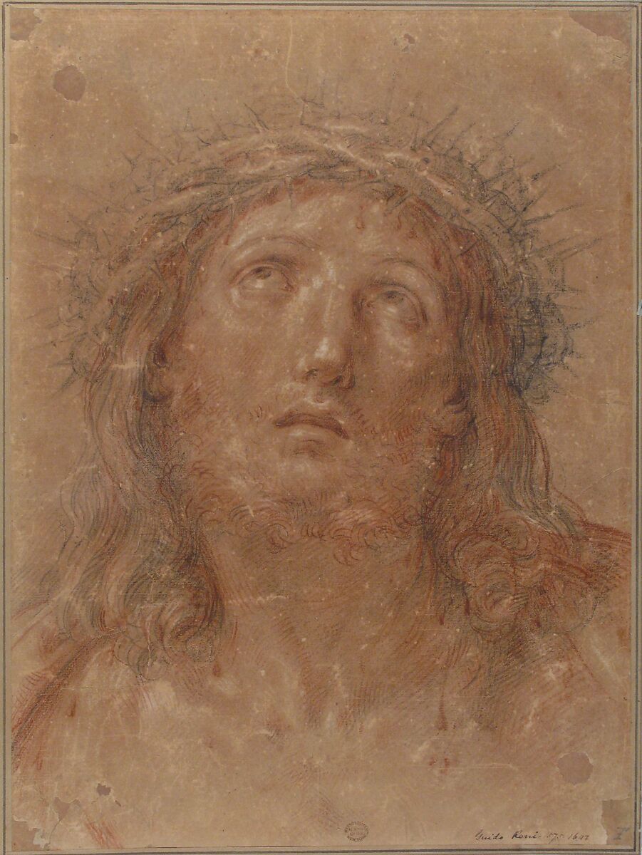 Ecce Homo, Bolognese School, after Guido Reni (Italian, Bologna 1575–1642 Bologna) [?], Black and red chalk on brownish paper