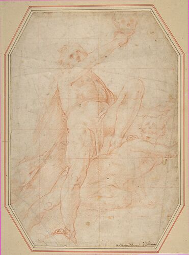 Two Nudes Seen from Below (recto); Male Figure with Upraised Arm (verso)