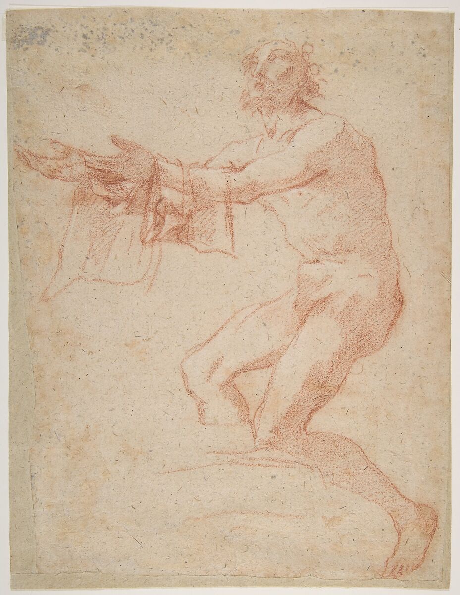 Study for a Raising of Lazarus (recto); half-length study of bearded nude male figure, and a man and woman with donkey (verso), Salvator Rosa (Italian, Arenella (Naples) 1615–1673 Rome), Red chalk highlighted with white chalk 