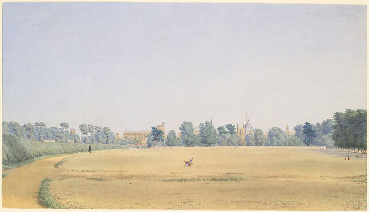 View of University Park looking towards New College, Oxford, William Turner of Oxford (British, Black Bourton, Oxfordshire 1789–1862 Oxford), Watercolor over graphite