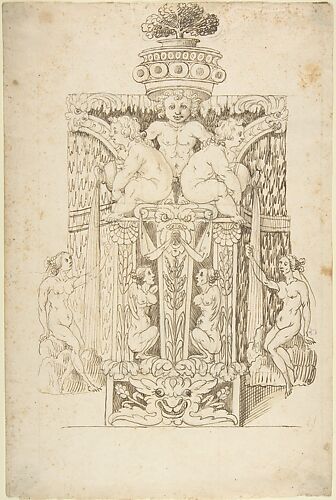 Anonymous, Italian, Lombard, 16th century | Design for a Wall Fountain ...