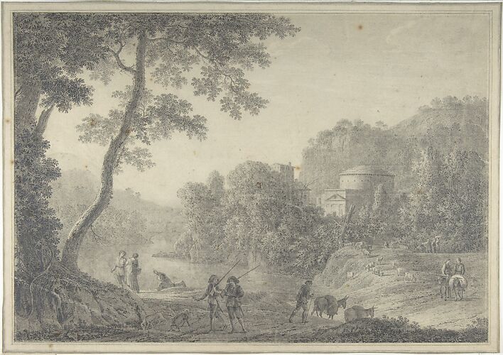 Classical Landscape with Hunters in the Foreground