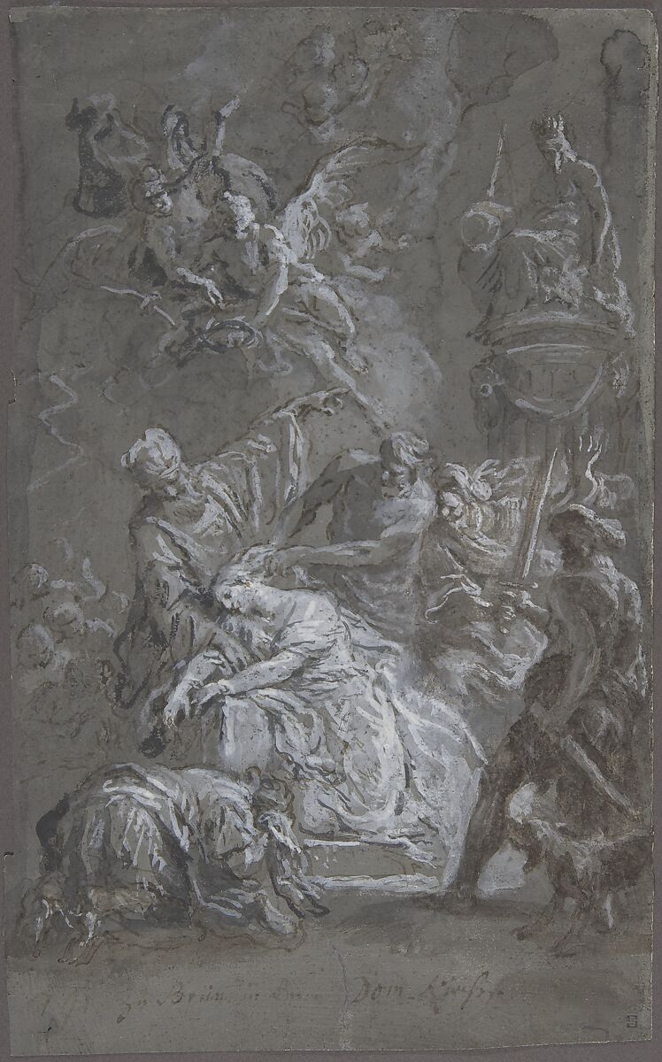 The Martyrdom of Saint Barbara, Martin Johann Schmidt (Austrian, Grafenwörth 1718–1801 Stein), Brush and black ink with white heightening 