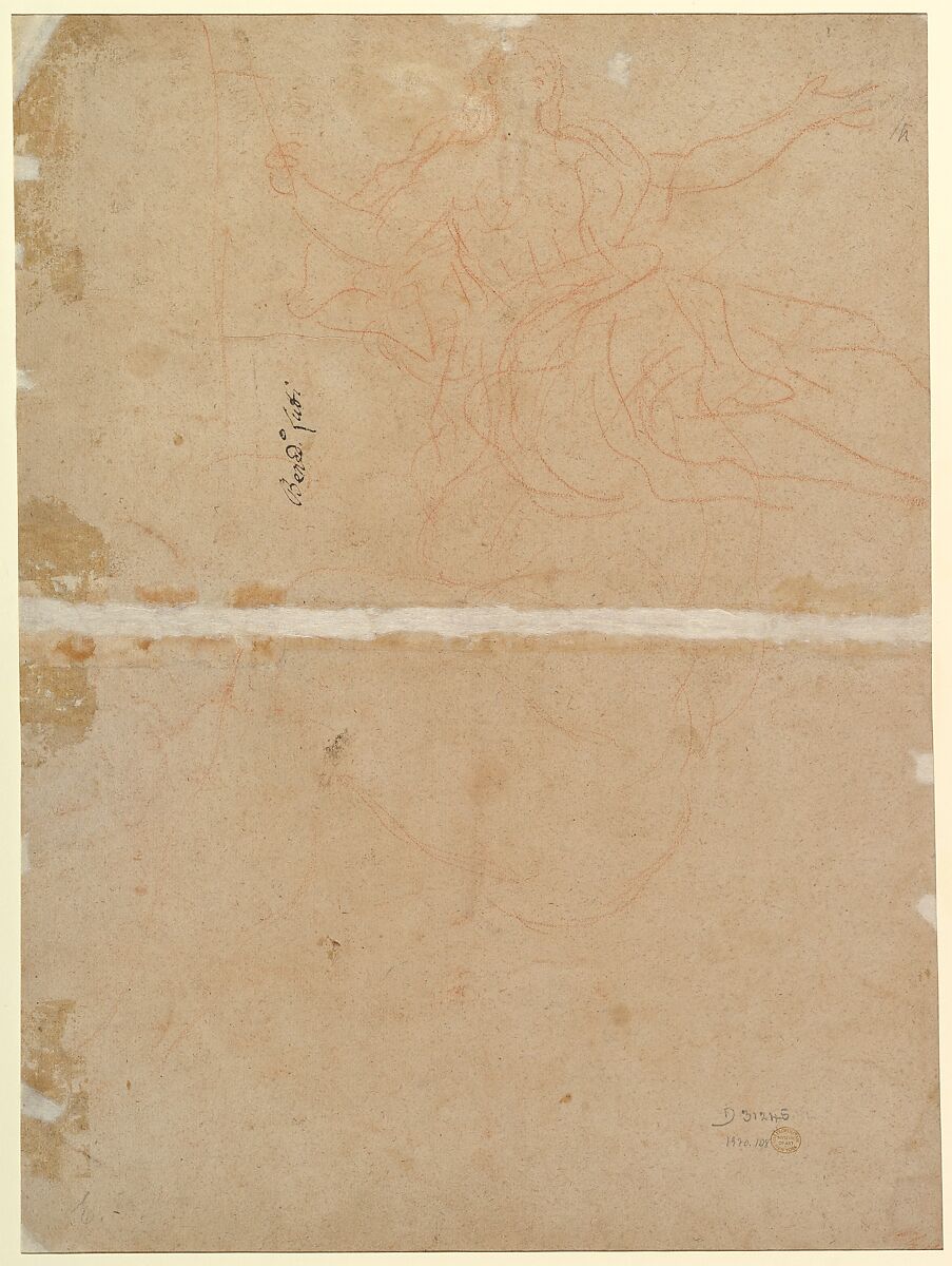 Seated Nude Male Figure (recto); Seated Figure (verso), Benedetto Luti (Italian, Florence 1666–1724 Rome), Red chalk (recto); slight red chalk sketch of a seated figure (verso)