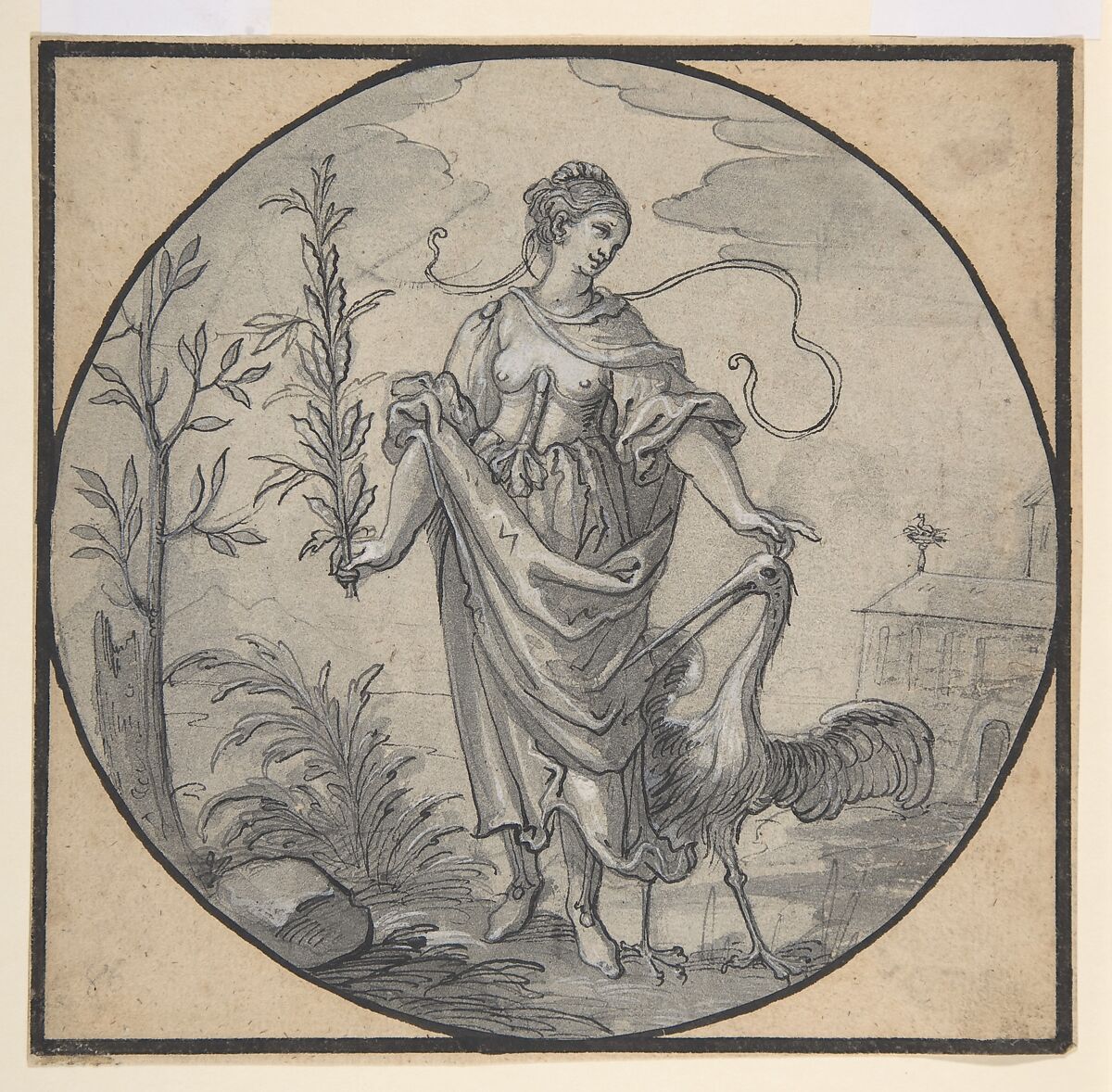 An Allegory of Chastity, Hans Ulrich Franck (German, Kaufbeuren ca. 1590/95–1675 Ausburg), Pen and black ink and gray wash over black lead, heightened with white 