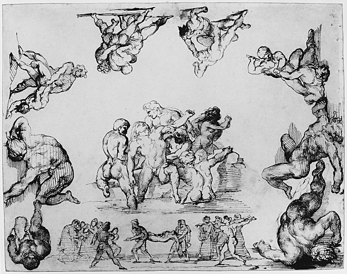 The Rescue of a Drowned Man (recto); Study of a Horse (verso), Théodore Géricault (French, Rouen 1791–1824 Paris), Pen and brown ink