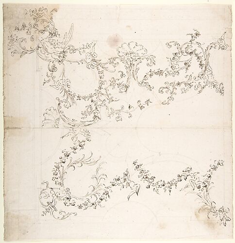Design for a Ceiling Decoration with Putti and Garland Motifs
