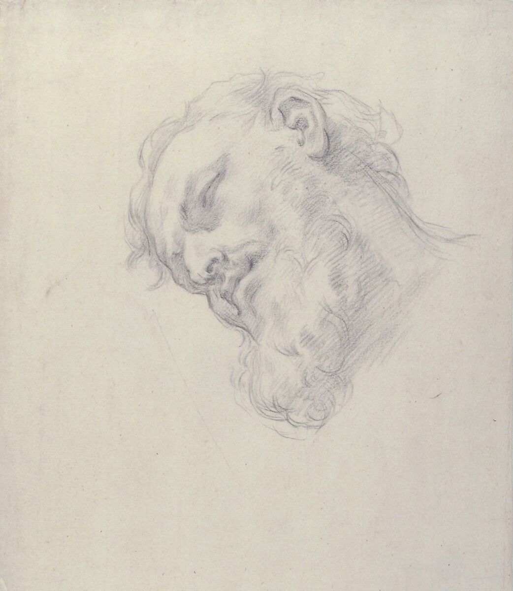 Study for a Head of a Man, Attributed to Carlo Maratti (Italian, Camerano 1625–1713 Rome), Black chalk