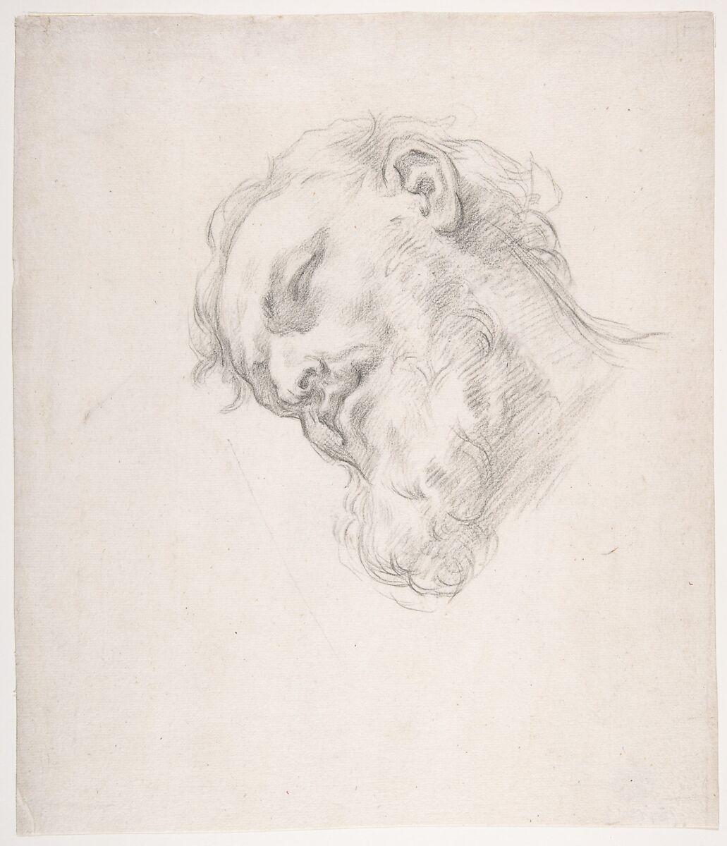 Study for a Head of a Man, Attributed to Carlo Maratti (Italian, Camerano 1625–1713 Rome), Black chalk 