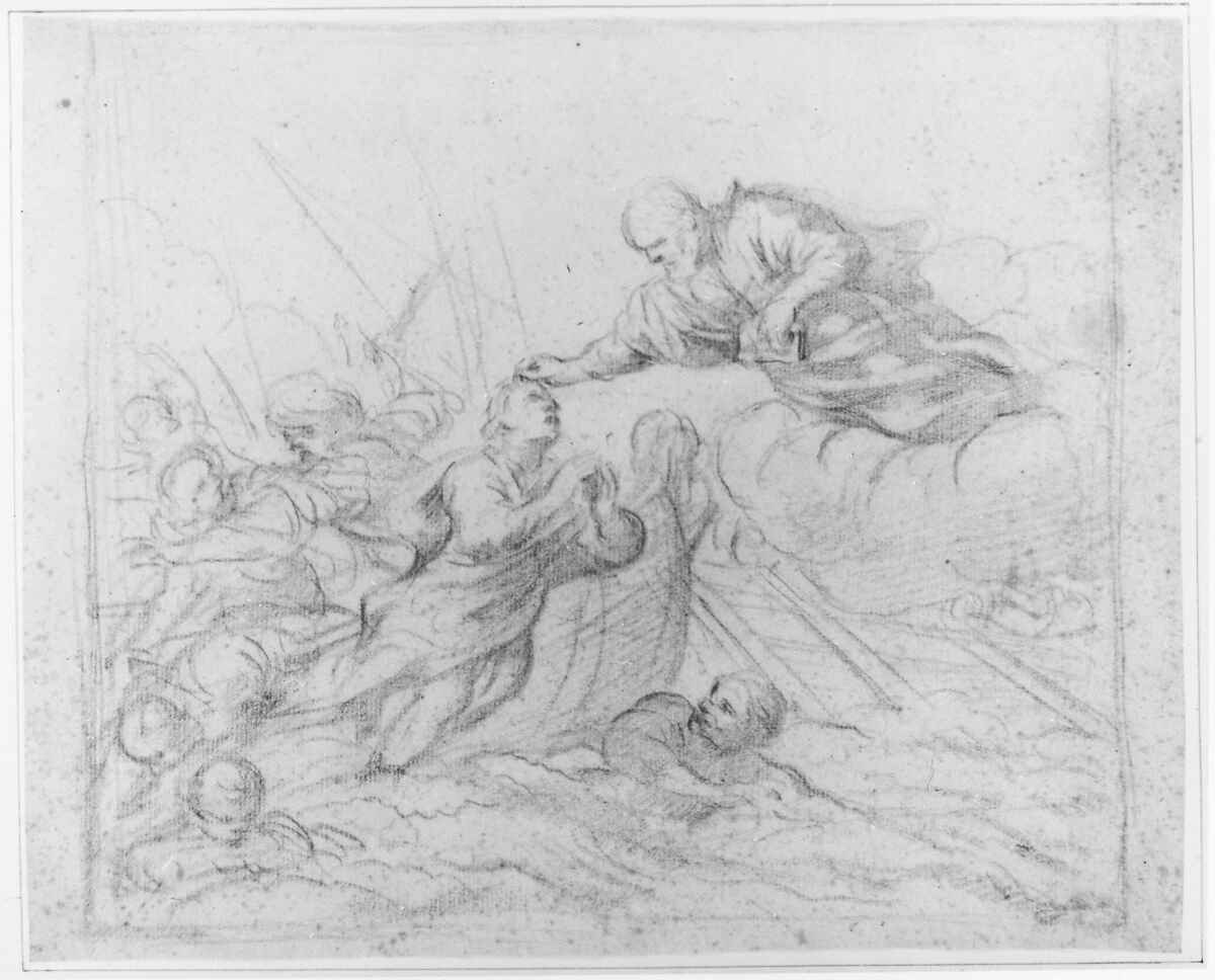 Christ Stilling the Tempest ?, attributed to Paolo De Matteis (Italian, Piano del Cilento 1662–1728 Naples) (?), Red chalk on paper