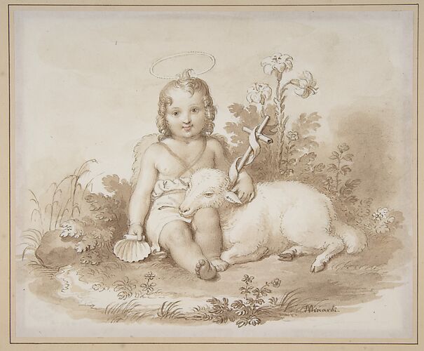 Seated John the Baptist with a Lamb in a Landscape