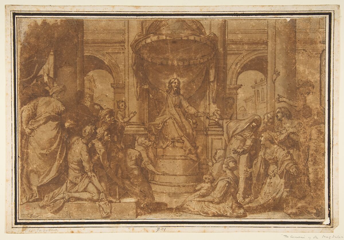 Christ Preaching, After Federico Zuccaro (Zuccari) (Italian, Sant&#39;Angelo in Vado 1540/42–1609 Ancona), Pen and brown ink, brush and brown wash, on brownish paper 