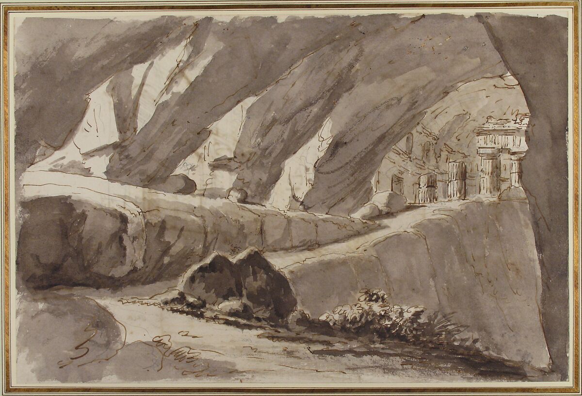 Design for a Stage Set (recto); Architectural Design (verso), Francesco Navone (Italian, died 1804), Pen and brown ink, brush and brown wash over black chalk (recto); pen and brown ink over black chalk (verso)