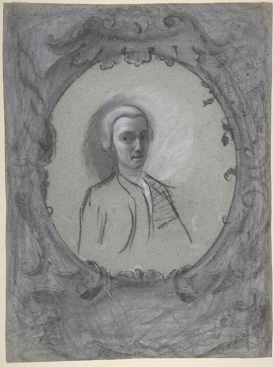 Portrait of a Man Wearing a Wig, Bartolommeo Nazari (Nazzari) (Italian, Clusone near Bergamo 1699–1758 Milan), Black chalk, stumped, highlighted with white, on gray-green paper 