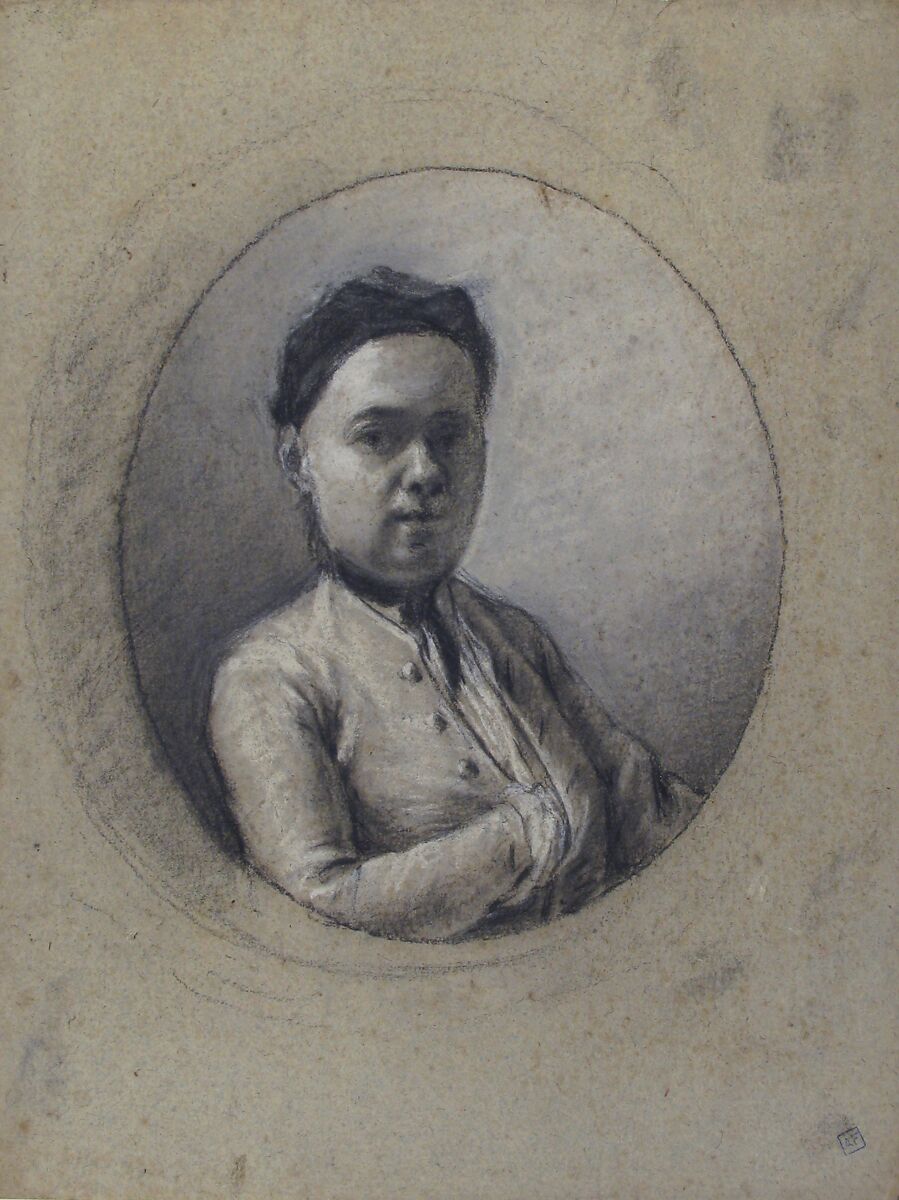 Portrait of a Man in a Cap, Bartolommeo Nazari (Nazzari) (Italian, Clusone near Bergamo 1699–1758 Milan), Black chalk, stumped, highlighted with white, on faded gray-green paper